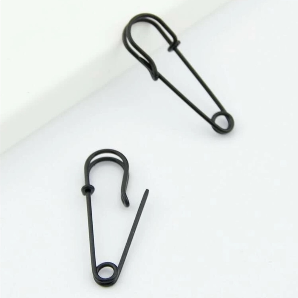 Black Simple Pin Earrings - Picture 2 of 4
